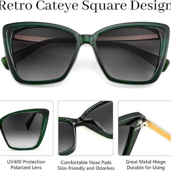 Dark green woman's sunglasses - Picture 3 of 5